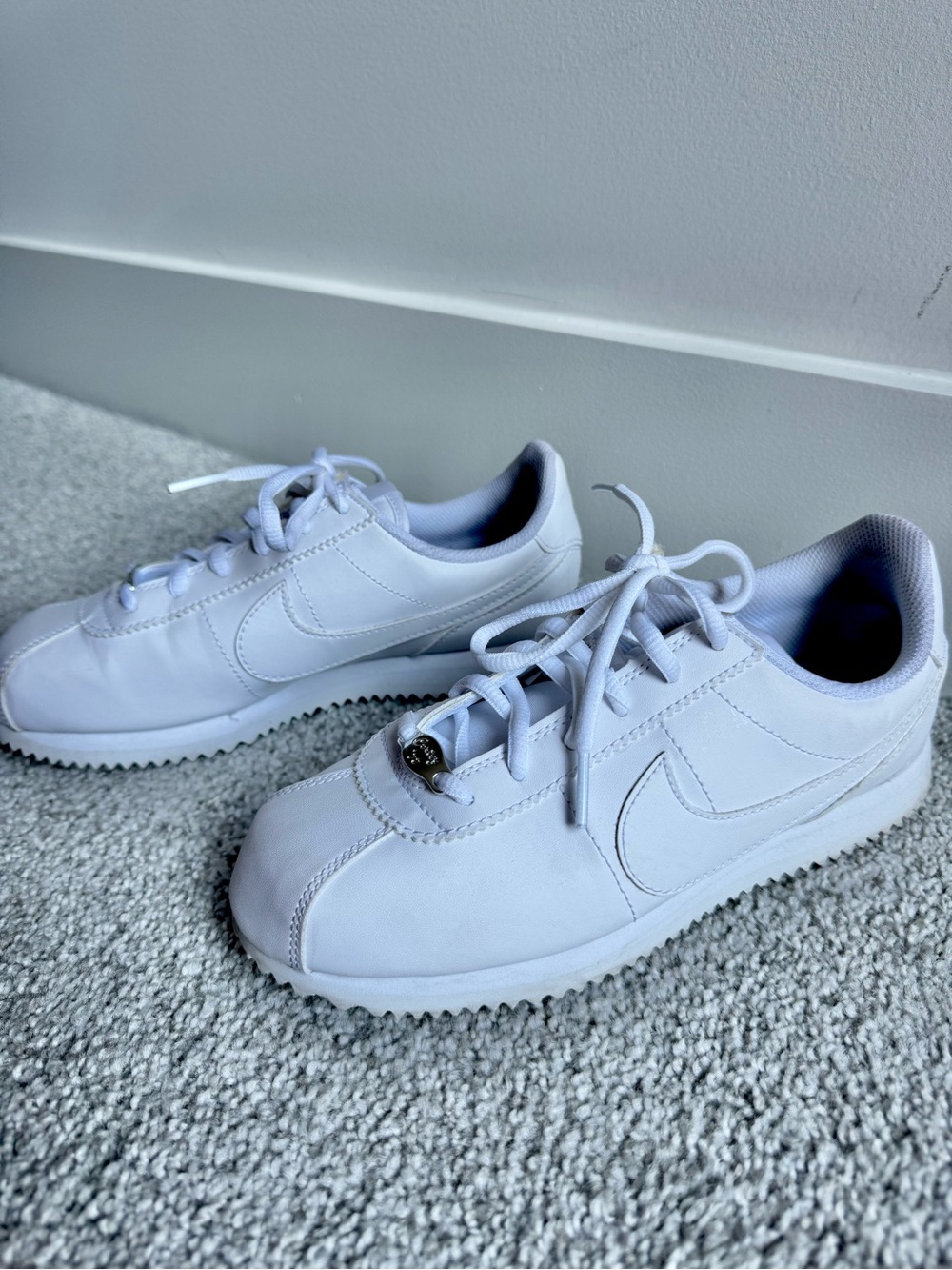 Nike All-White Low-Top Cortez Sneakers Size 5Y 7W